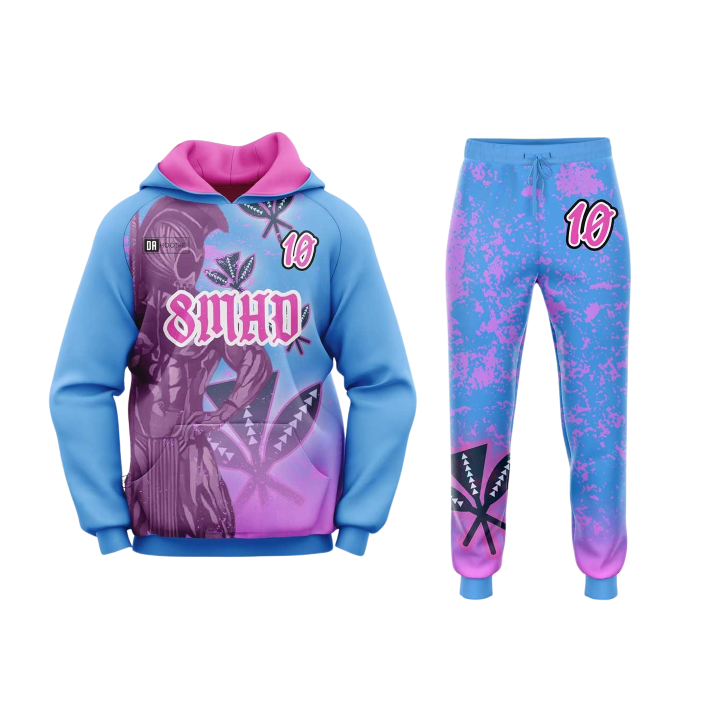 Team 8MHD Flag Football Hoodie & Pants Set - BLUE / PURPLE ADULT