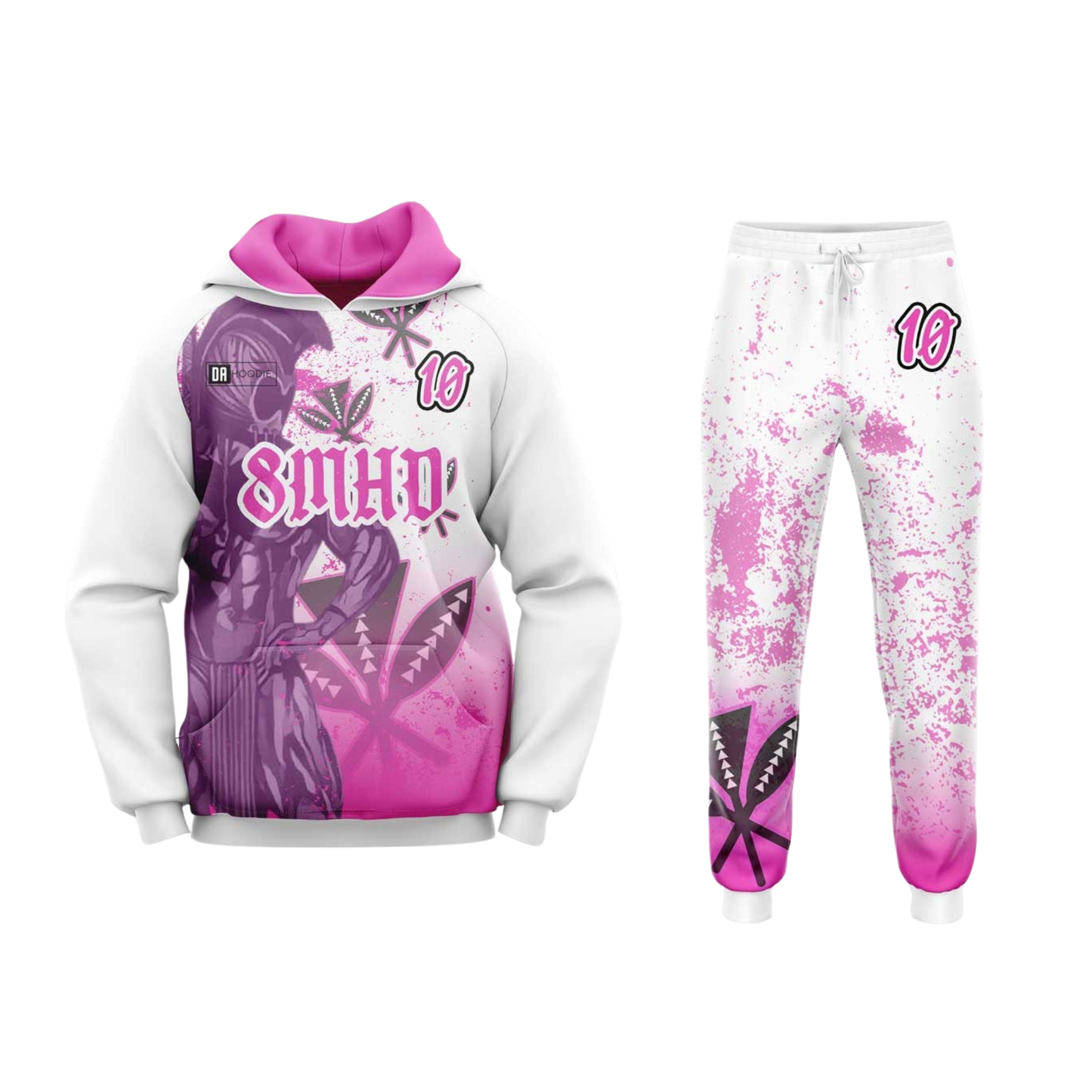 Team 8MHD Flag Football Hoodie & Pants Set - PINK / RED ADULT