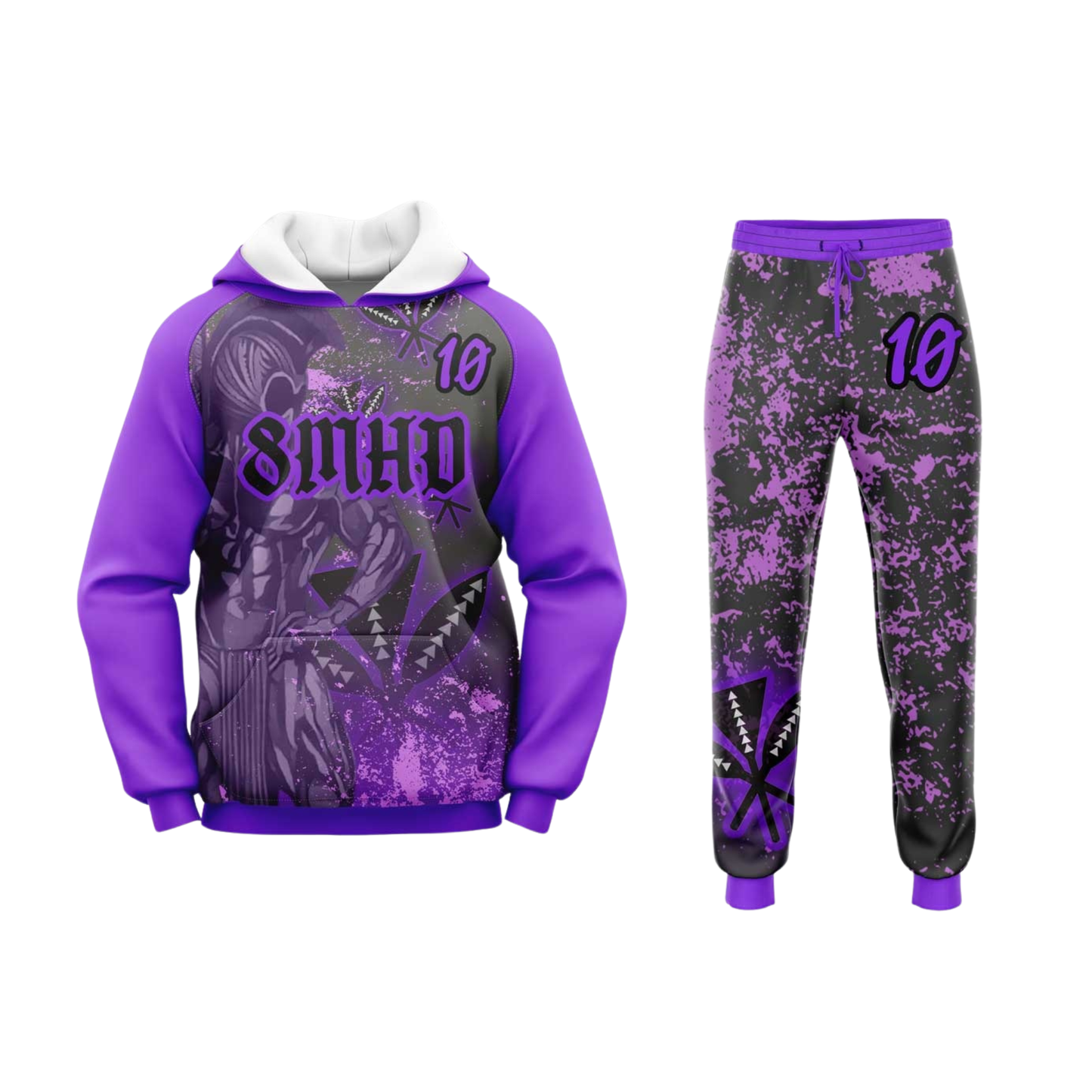 Team 8MHD Flag Football Hoodie & Pants Set - BLUE / PURPLE ADULT