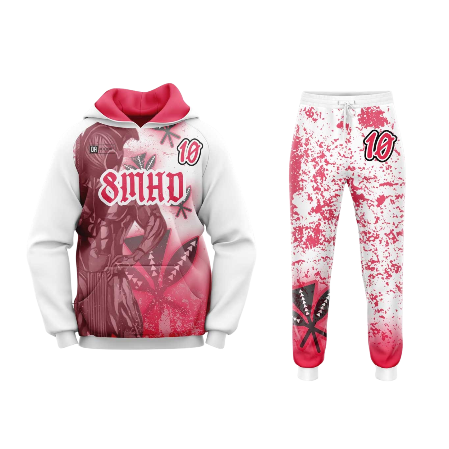 Team 8MHD Flag Football Hoodie & Pants Set - PINK / RED ADULT