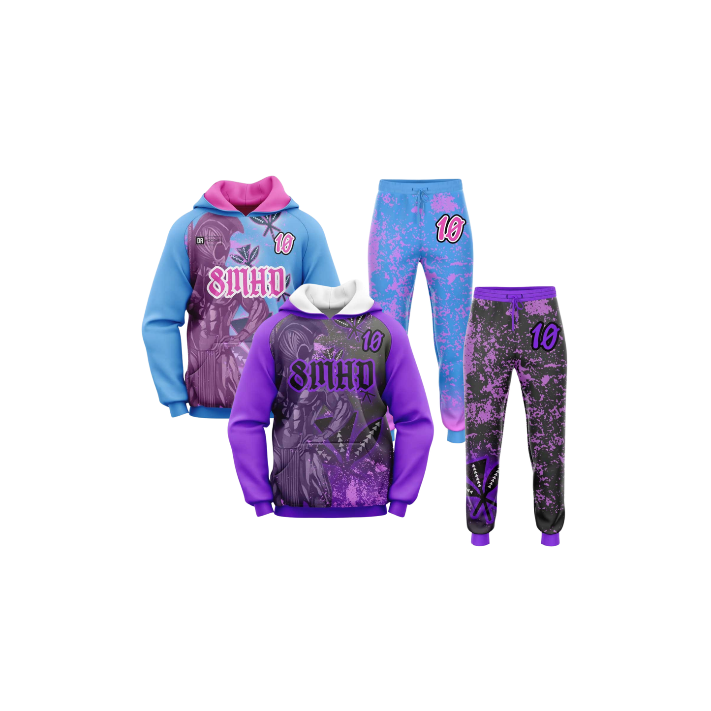 Team 8MHD Flag Football Hoodie & Pants Set - BLUE / PURPLE ADULT