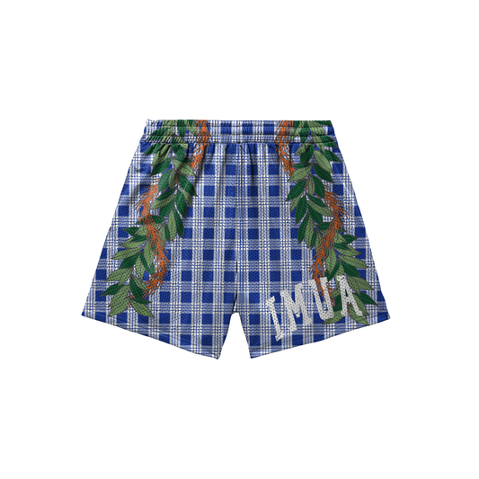 *PRE-ORDER* Mesh Shorts - IMUA Palaka Maile Lei BLUE