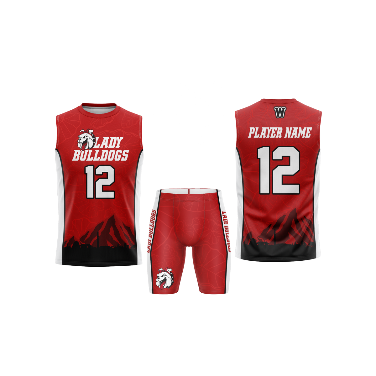 Waialua Lady Bulldogs Official Game Jersey Set - Red