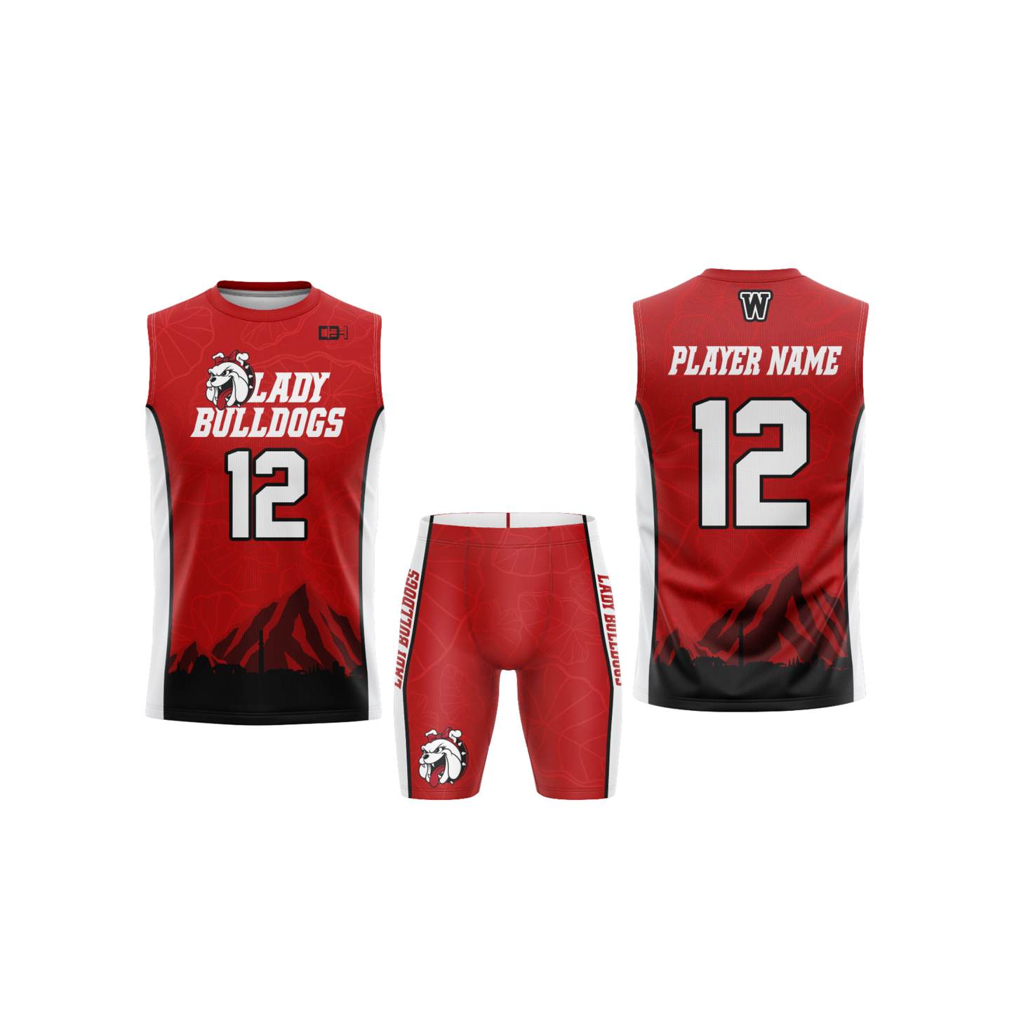 Waialua Lady Bulldogs Jersey Set Red