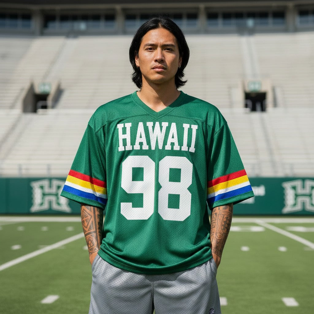 Hawaii Fan Game Day Mesh Jersey - Vintage Green