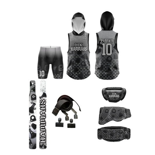 *CUSTOM* STANDARD BUNDLE HK Hammahs Flag Football Jersey, Flags, Helmet Set