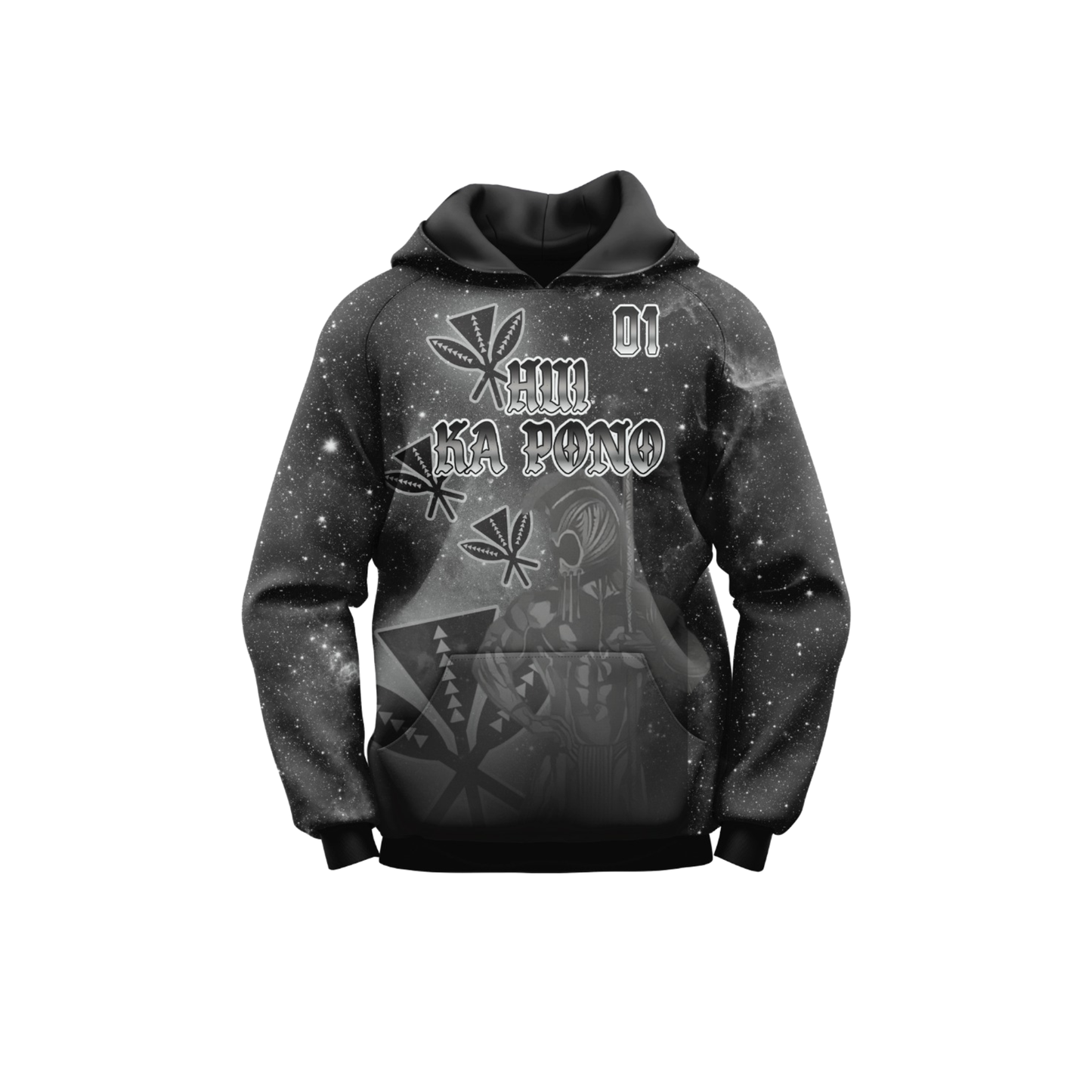 Hui Ka Pono Flag Football Hoodie Black White Top Only