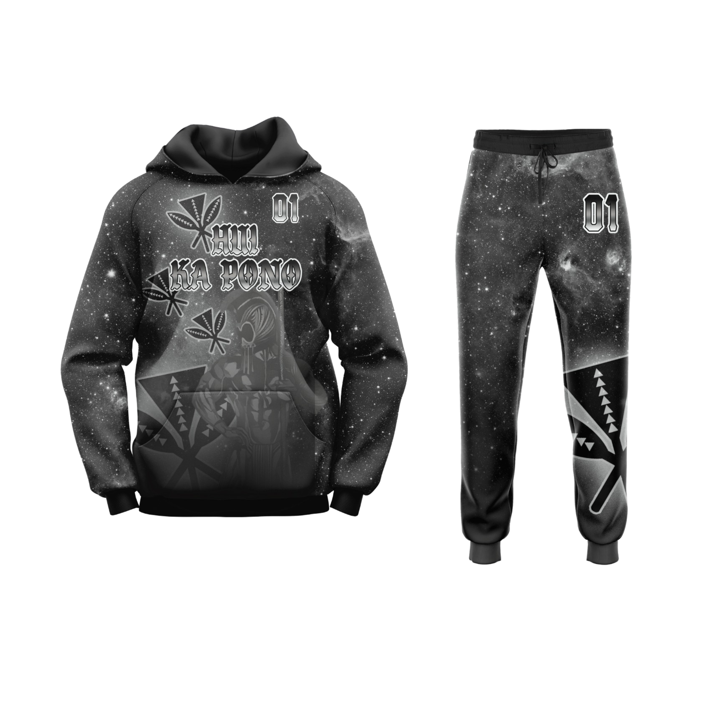Hui Ka Pono Football Hoodie & Pants Set Black - ADULT