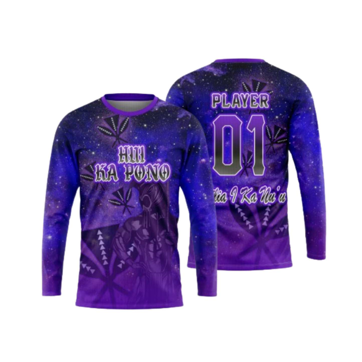Hui Ka Pono Flag Football Parent/Coach Long Sleeve Shirt - Black Purple
