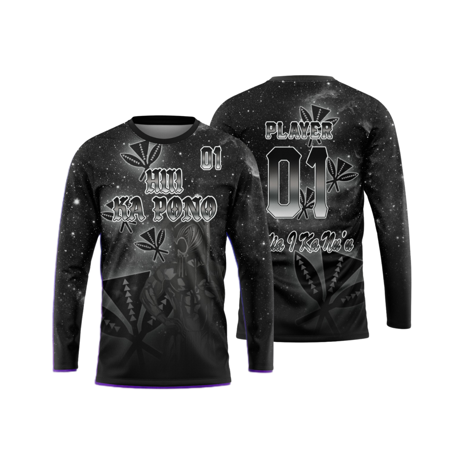 Hui Ka Pono Flag Football Parent/Coach Long Sleeve Shirt - Black White