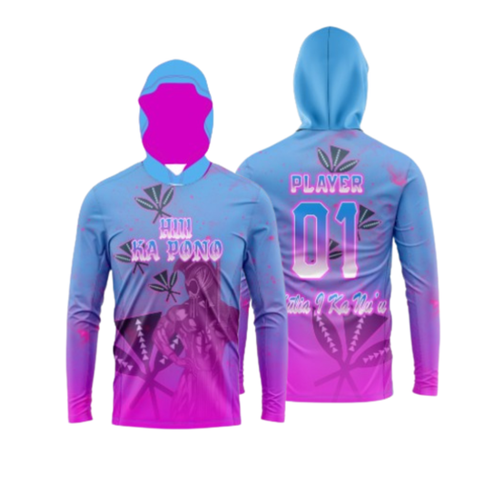 Hui Ka Pono Flag Football Parent/Coach Long Sleeve Shirt - Blue Pink