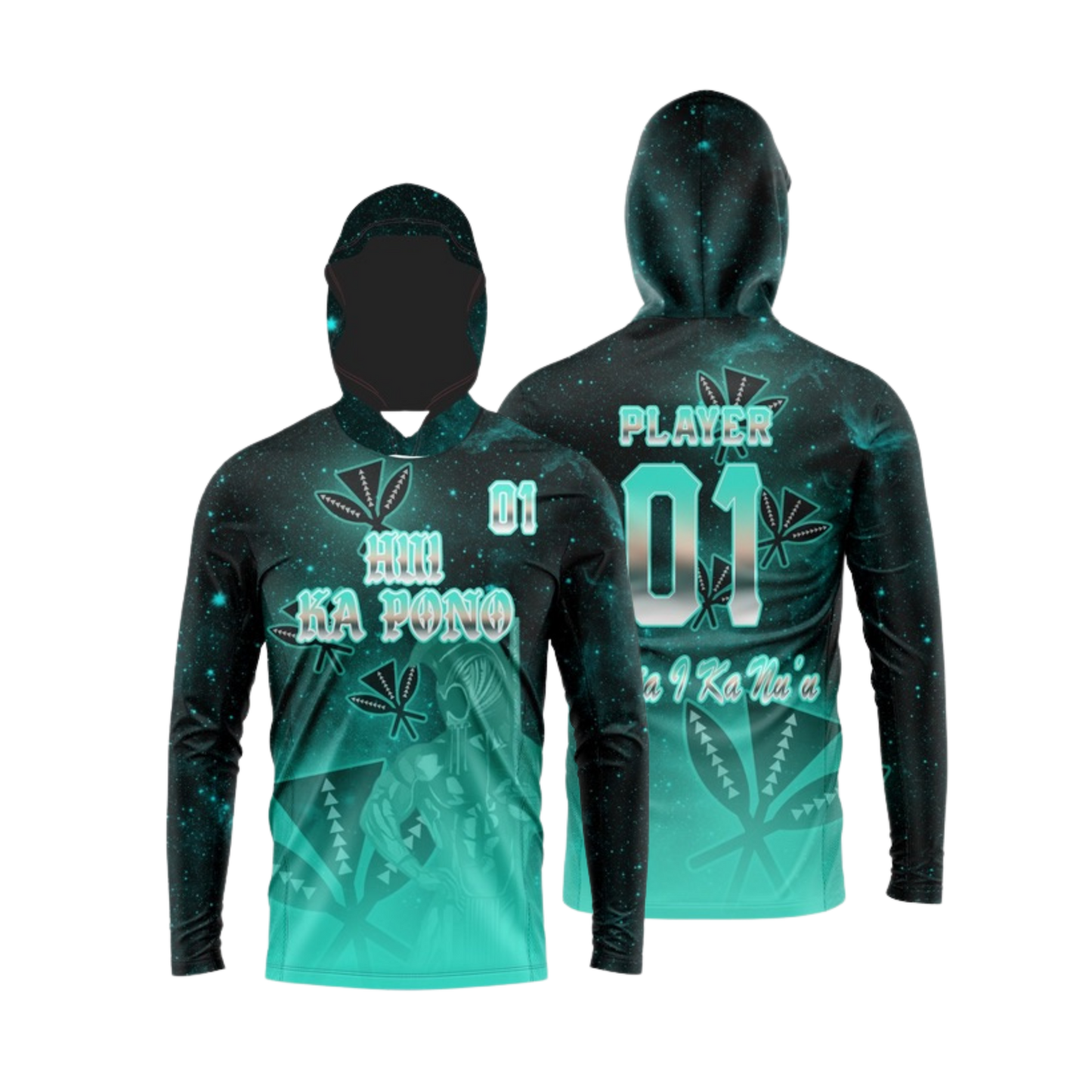Hui Ka Pono Flag Football Parent/Coach Long Sleeve Shirt - Black Teal