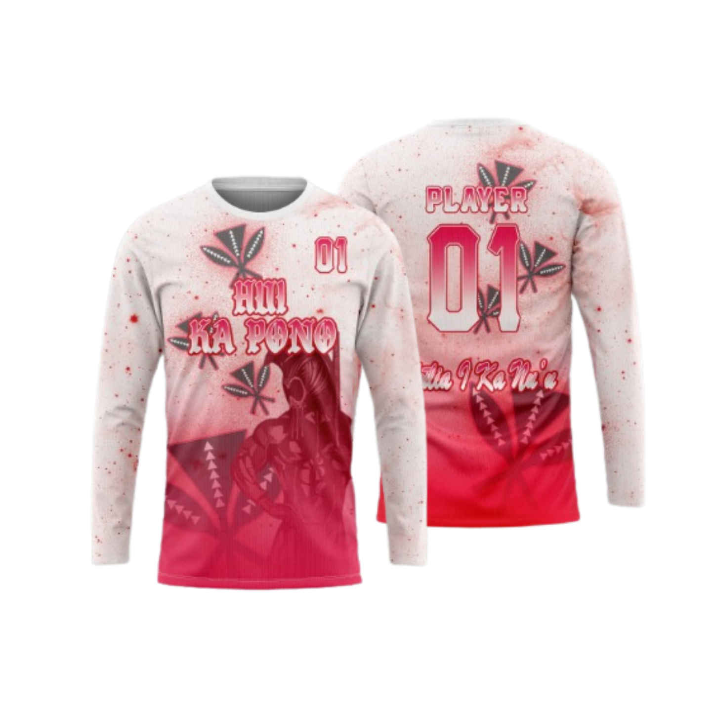 Hui Ka Pono Flag Football Parent/Coach Long Sleeve Shirt - White Red