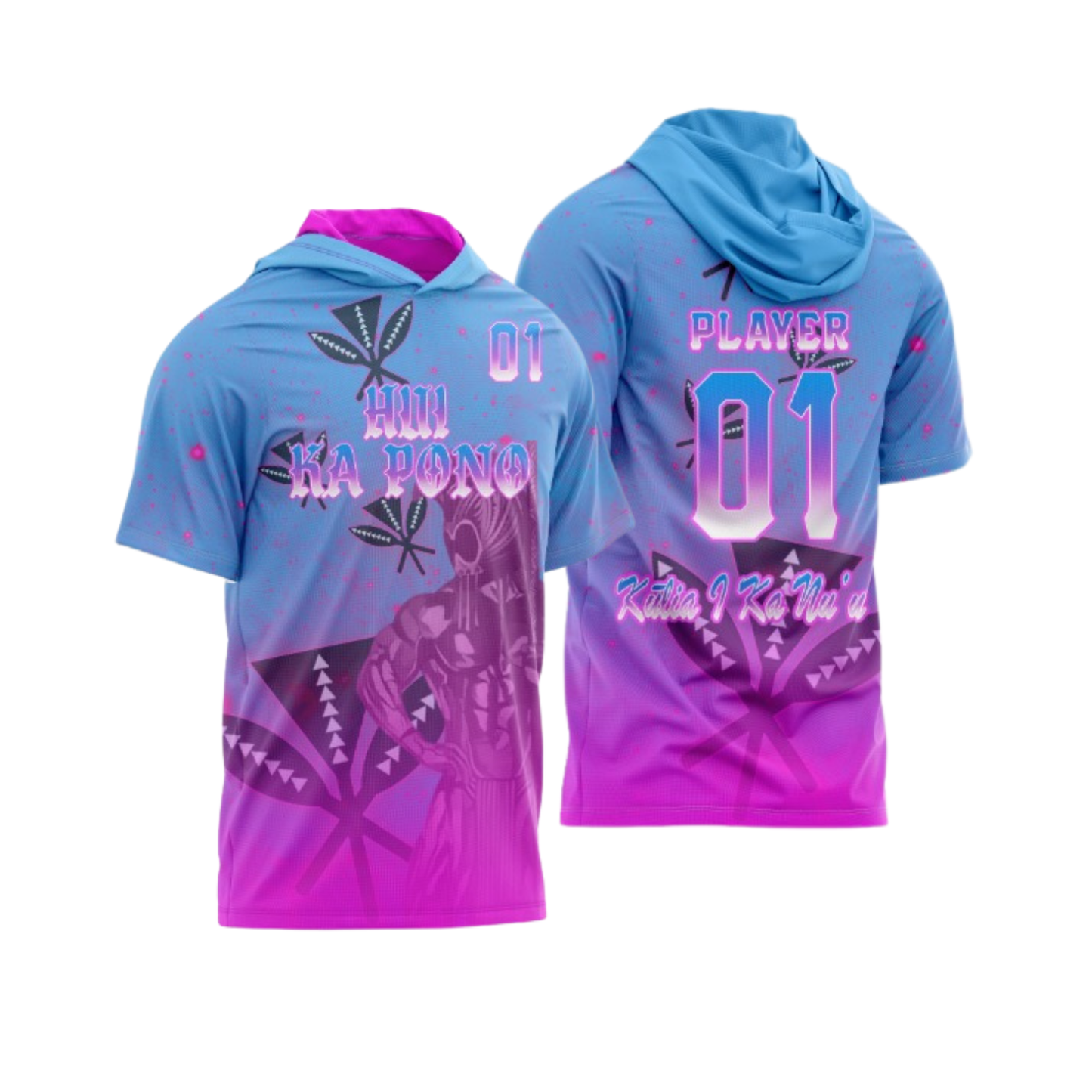 Hui Ka Pono Parent Booster Short Sleeve Shirt - Blue Pink