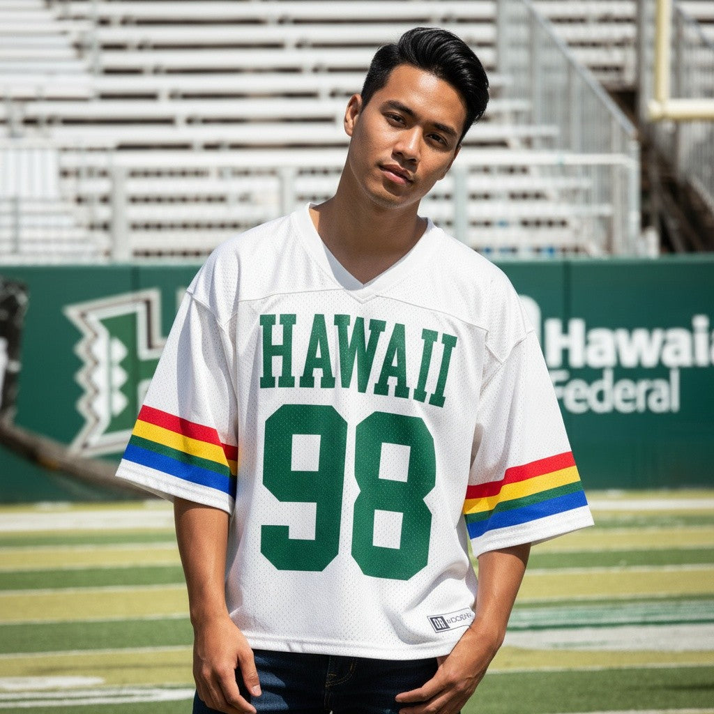 Hawaii Fan Game Day Mesh Jersey - Vintage White