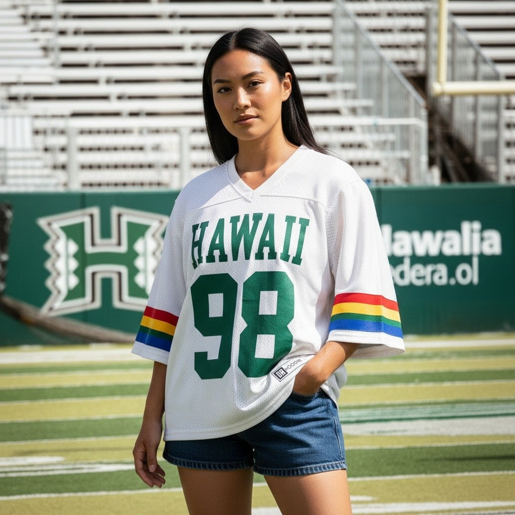 Hawaii Fan Game Day Mesh Jersey - Vintage White