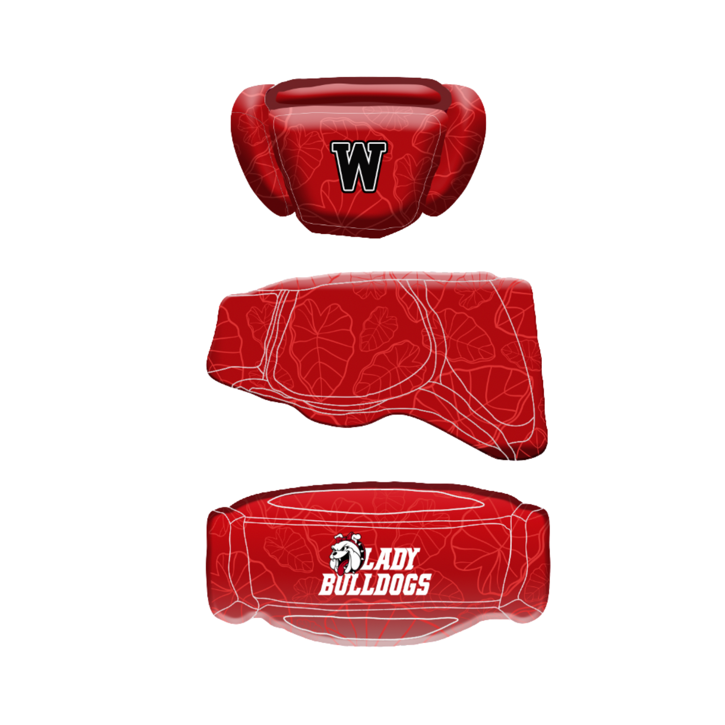 Waialua Lady Bulldogs Flag Football Crown Helmet - Red