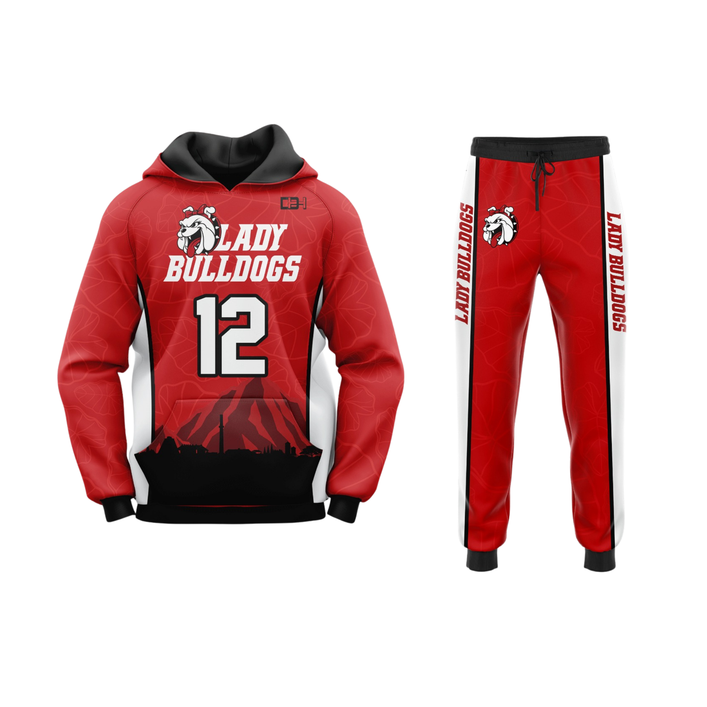 Waialua Lady Bulldogs Hoodie & Pants Set Red - ADULT