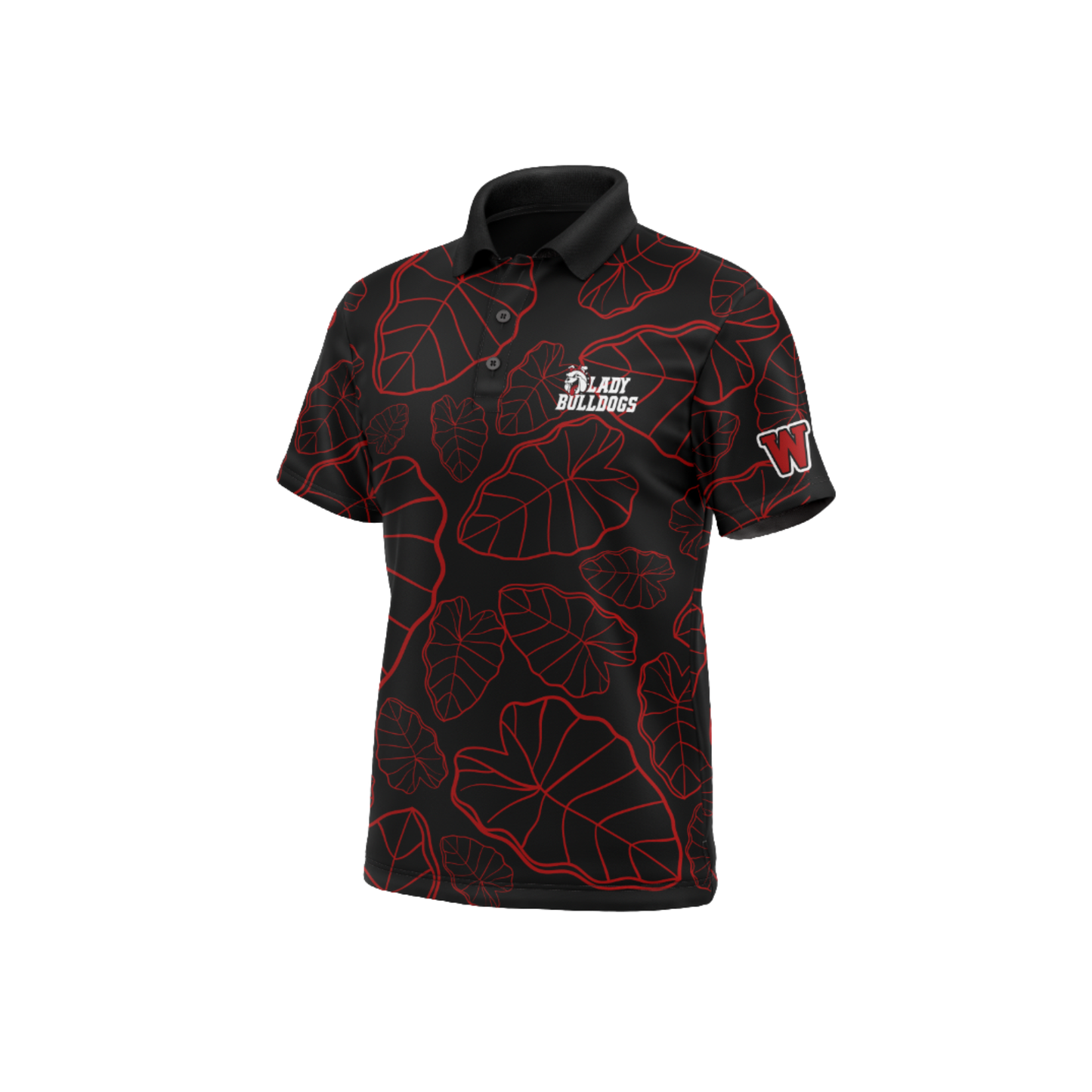 Waialua Lady Bulldogs Volleyball Polo Shirt - Black
